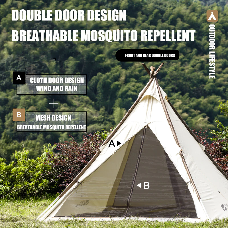 Cheap Goat Tents MOBI GARDEN A Tower Tent Exquisite Camping Outdoor Camping Thickened Light Luxury Cotton Rain And Sun Protection Large Space Era   